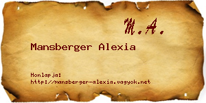 Mansberger Alexia névjegykártya